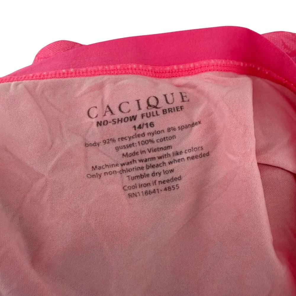 Cacique No-Show Full Brief PantyNeon Lace Printed Womens 14/16
